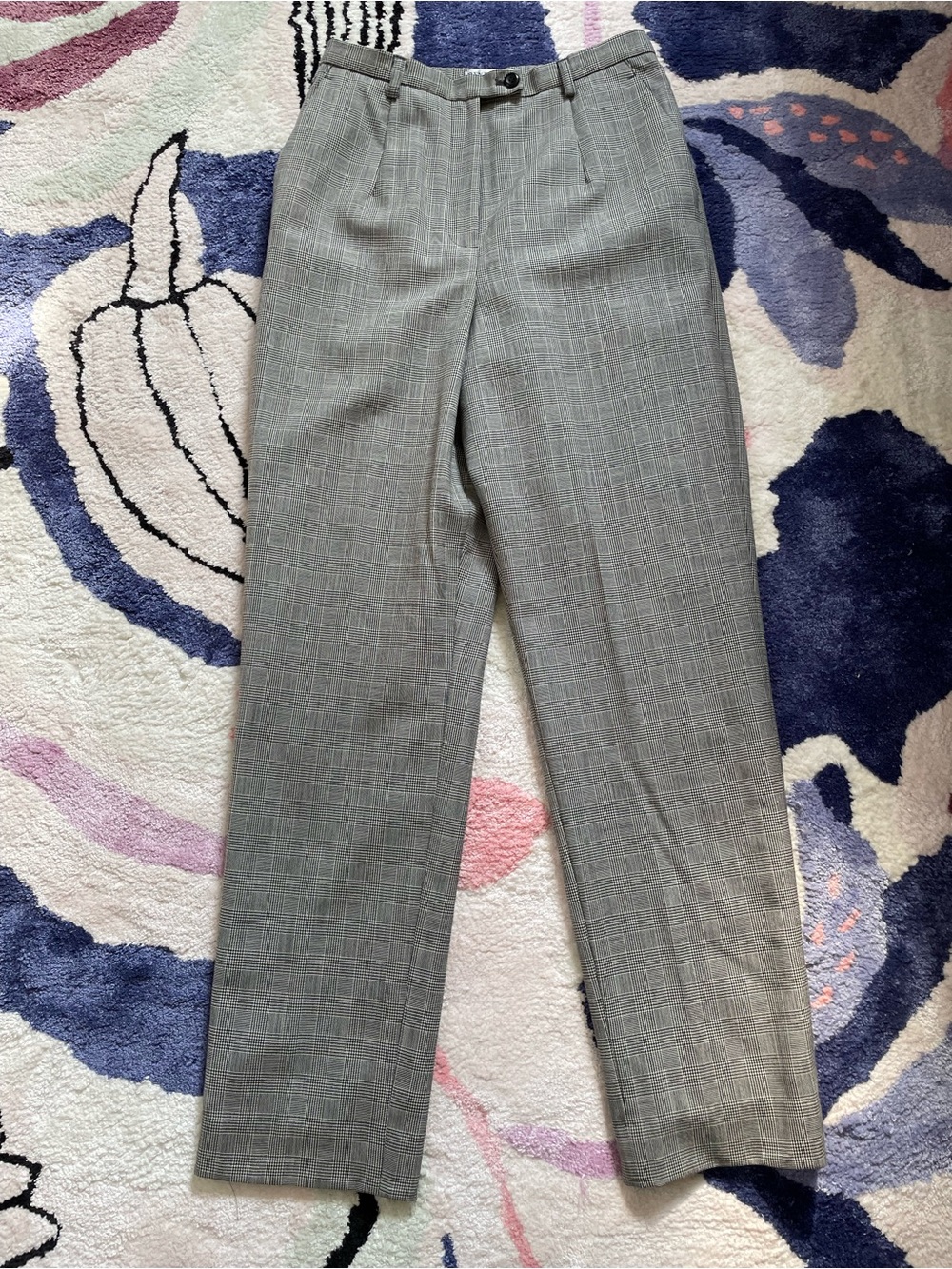 Pendleton 100% virgin wool glen plaid trousers black grey women's size 4
